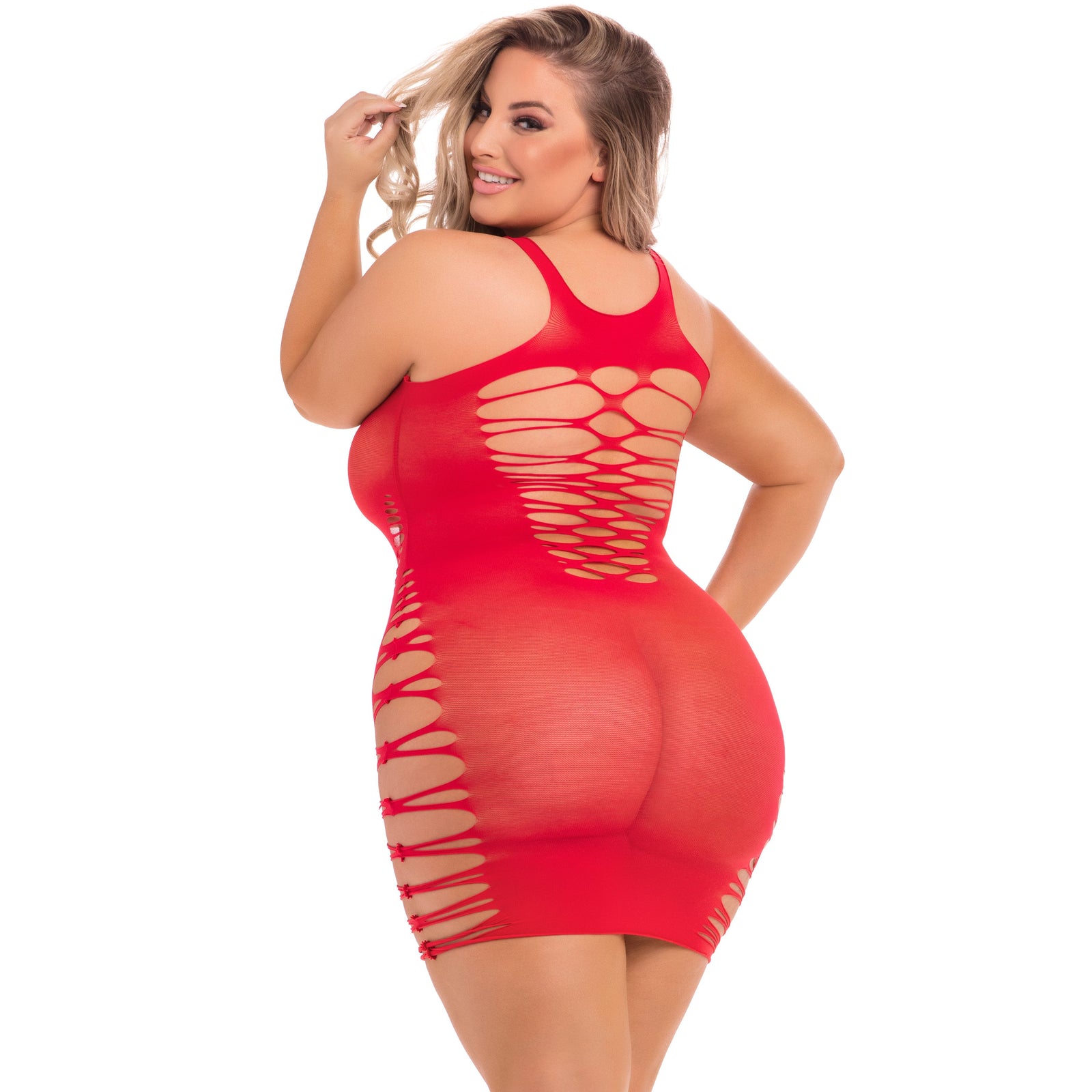 Pink Lipstick - Back 2 Basixxx Hi Neck Dress Costume Queen (Red) - Red / Queen - Dresses