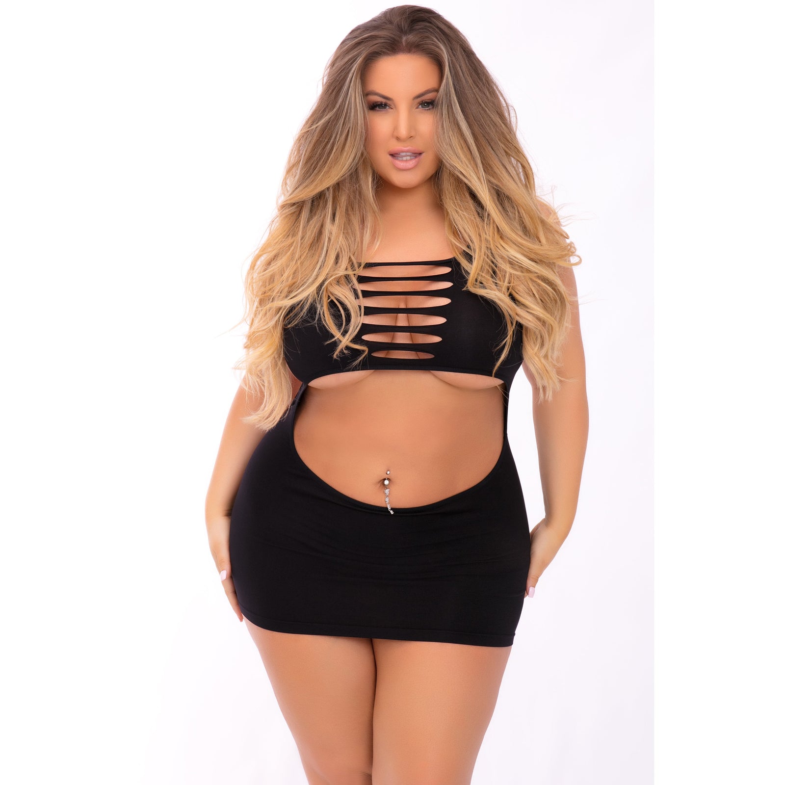 Pink Lipstick - Hideaway Hottie Seamless Dress Costume Queen (Black) - Black / Queen - Dresses