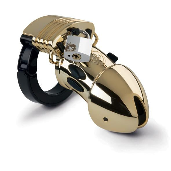 Mystim - Pubic Enemy No 1 Electrosex Cock Cage (Gold) - PleasureHobby