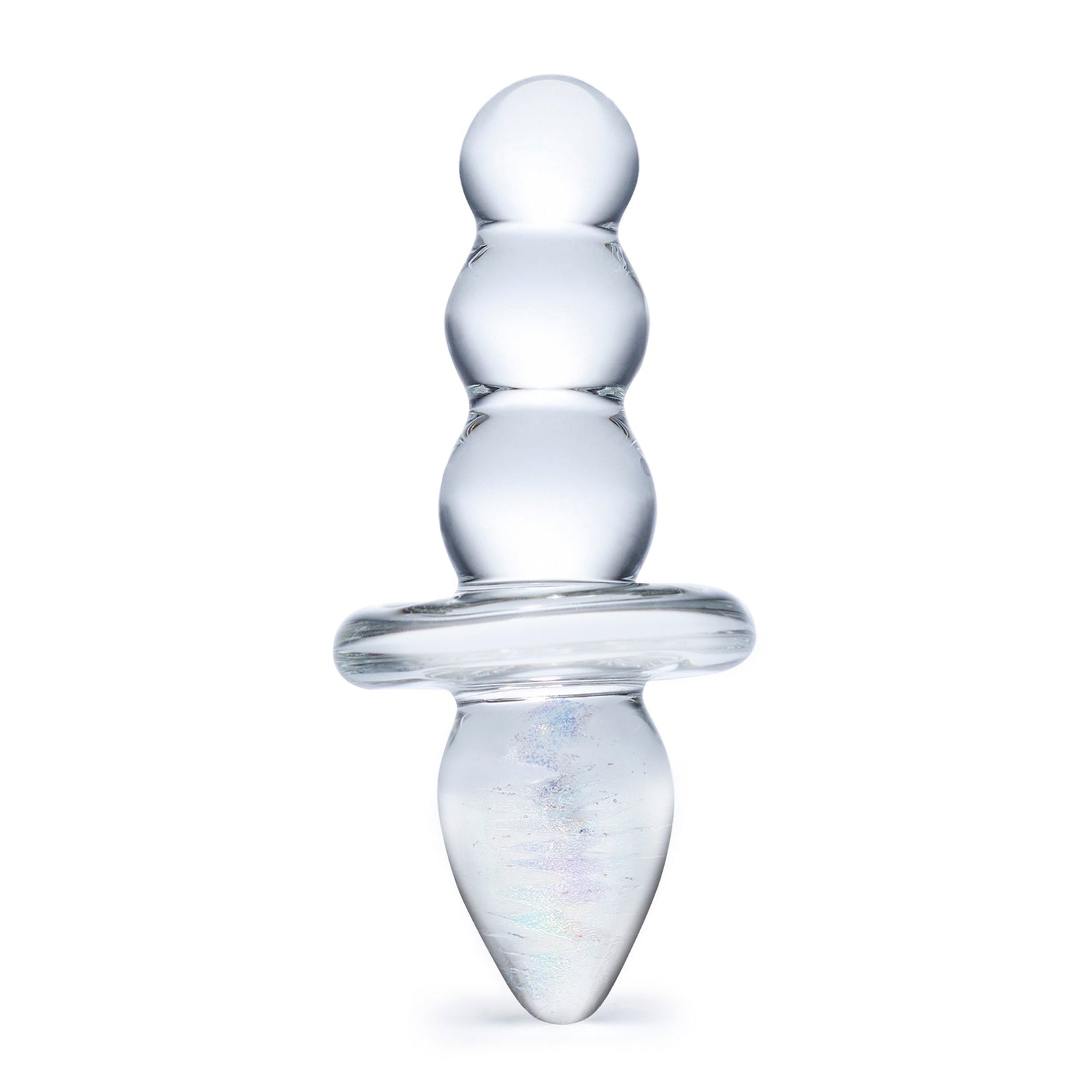 Glas - Titus Beaded Glass Butt Plug 4.5’’ - Clear - Glass Anal Plug (Non Vibration)