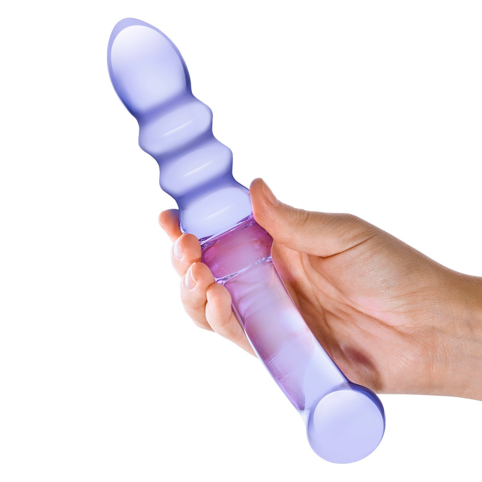 Glas - Purple Rain Ribbed Glass Dildo 9’’ - Purple - Glass Dildo (Non Vibration)