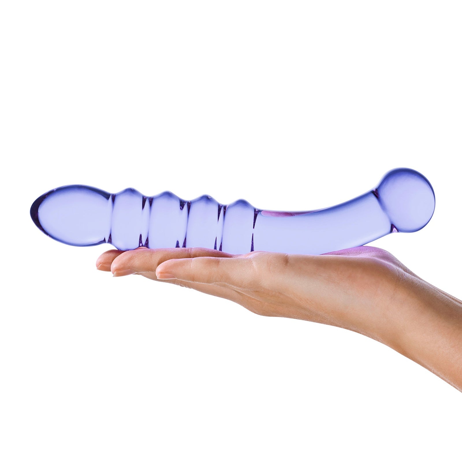 Glas - Purple Rain Ribbed Glass Dildo 9’’ - Purple - Glass Dildo (Non Vibration)