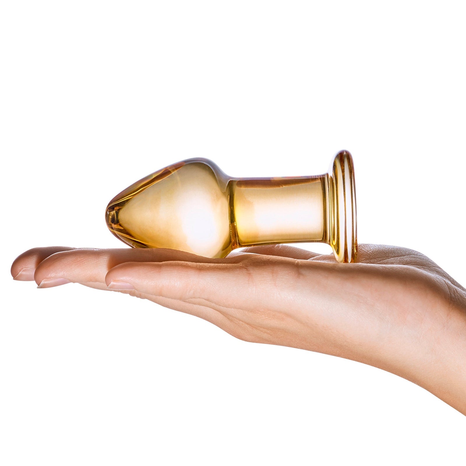 Glas - Over Easy Glass Butt Plug 3.5’’ - Orange - Glass Anal Plug (Non Vibration)