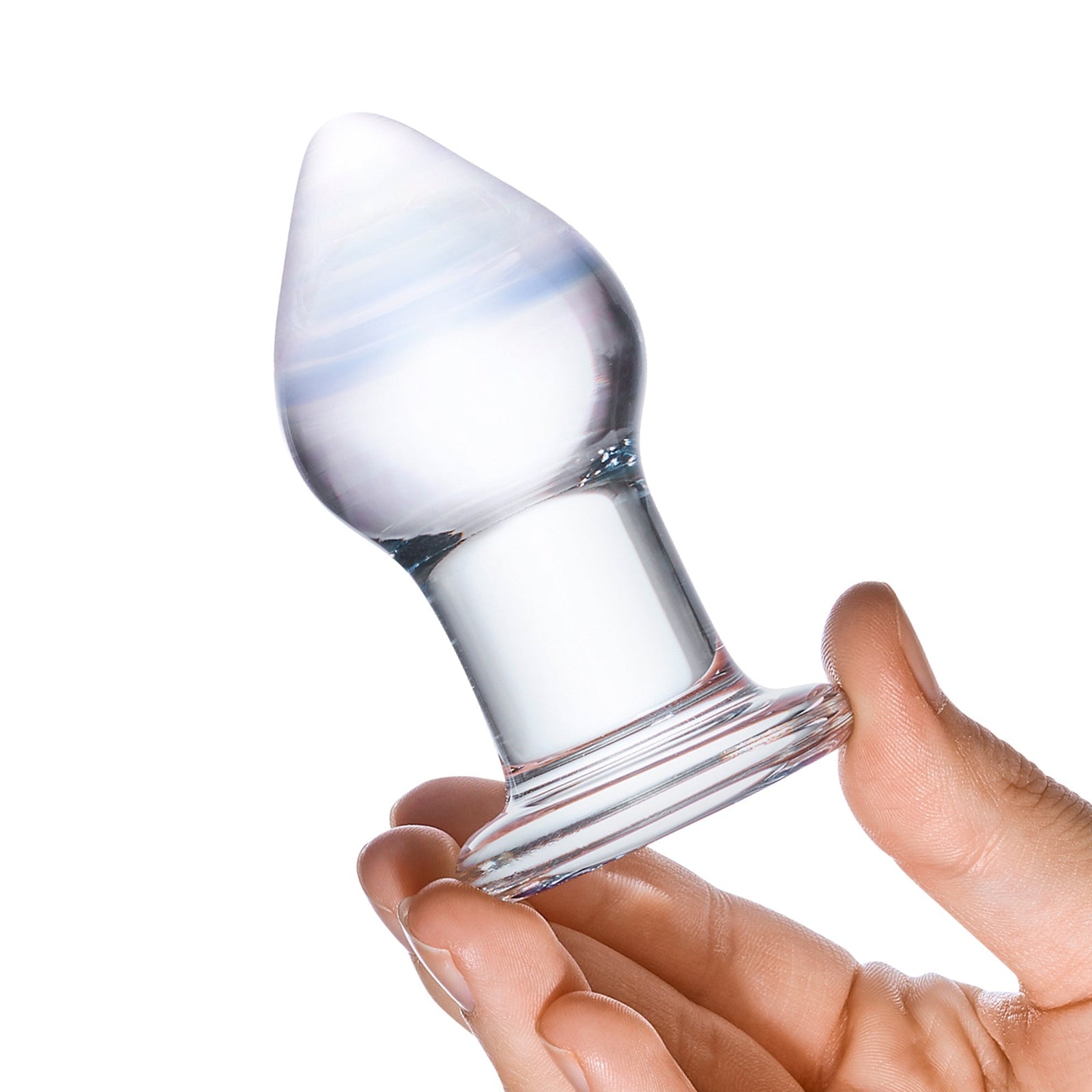 Glas - Amethyst Rain Glass Butt Plug - Clear - Glass Anal Plug (Non Vibration)