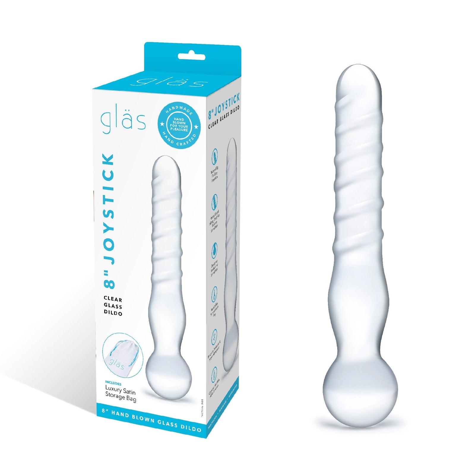 Glas - Joystick Clear Glass Dildo 8’’ - Clear - Glass Dildo (Non Vibration)