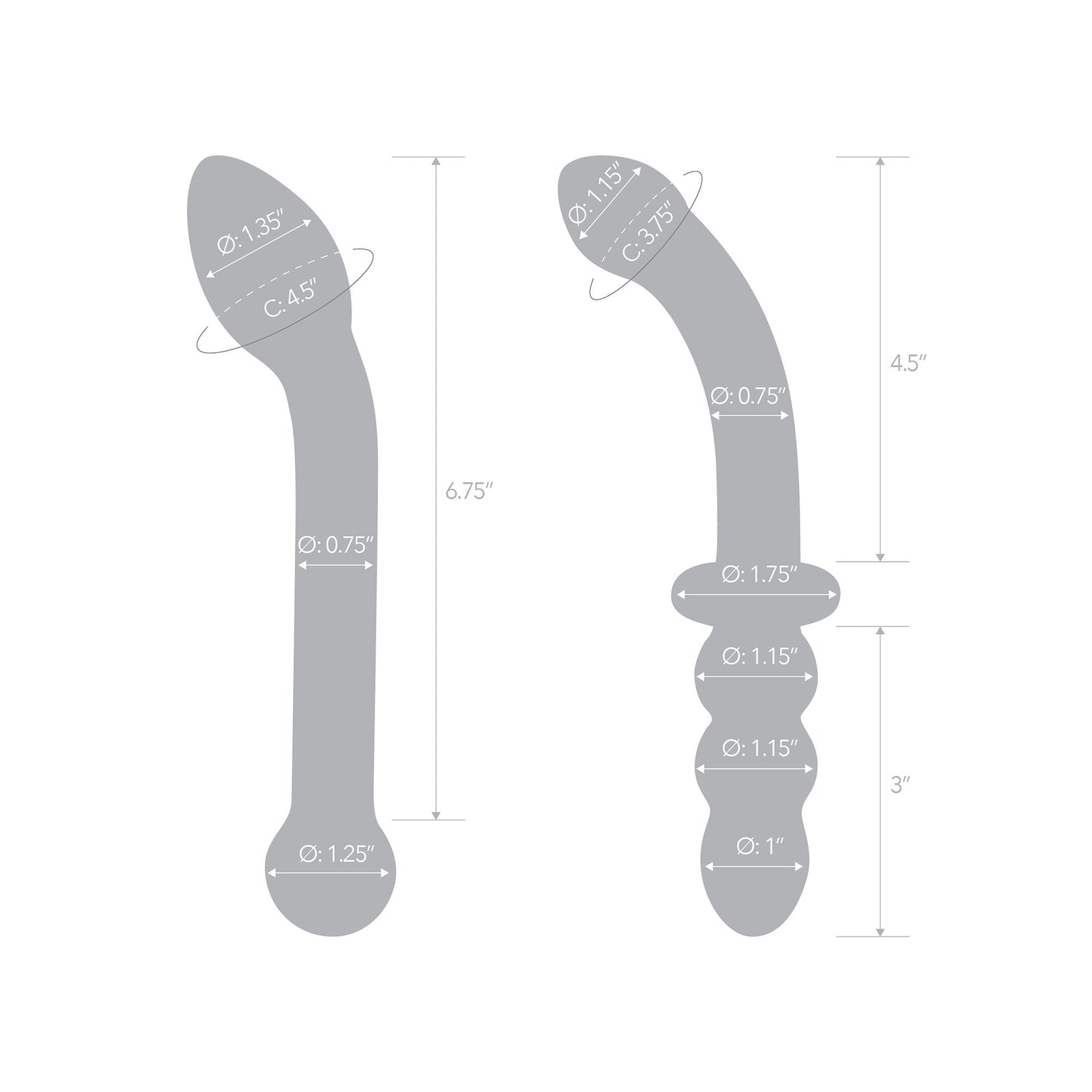 Glas - 2 pc G Spot Pleasure Glass Dildo and Butt Plug Set (Clear) - Clear - Glass Dildo (Non Vibration)