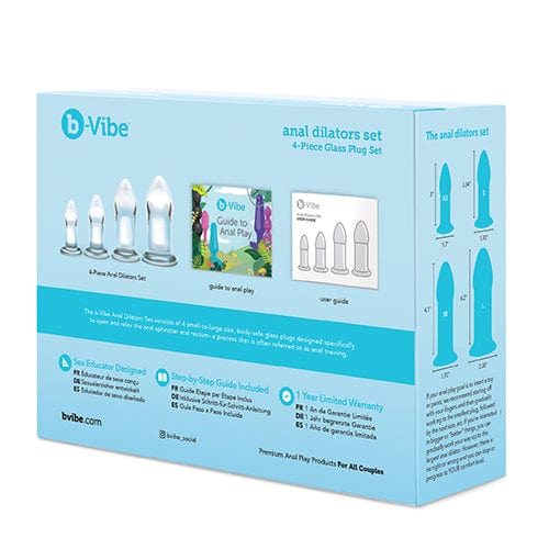 B-Vibe - Glass Anal Dilator Set 4 Pieces (Clear) Glass Anal Plug (Non Vibration) 4890808244326 CherryAffairs