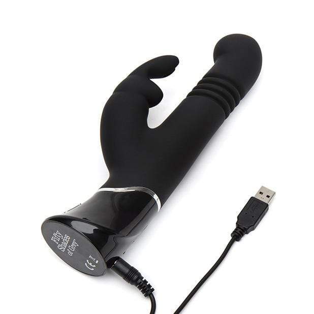 Fifty Shades of Grey - Greedy Girl Rechargeable Thrusting G Spot Rabbit Vibrator (Black) Rabbit Dildo (Vibration) Rechargeable 5060680311150 CherryAffairs