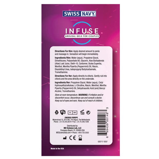 Swiss Navy - Infuse 2-in-1 Arousal Gel for Couples 2 x 59ml (Clear) Arousal Gel