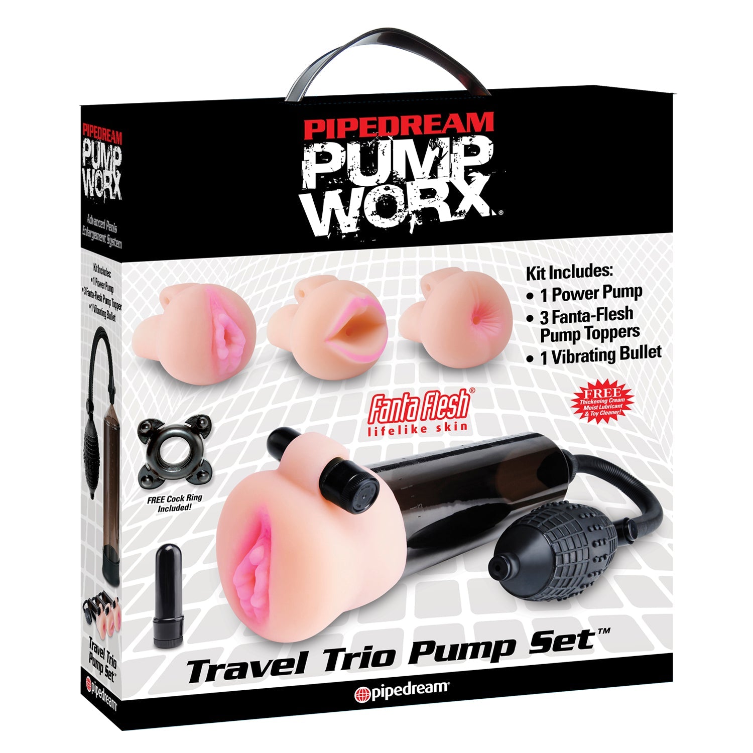 Pipedream - Pump Worx Travel Trio Pump Set - Black - Penis Pump (Vibration) Non Rechargeable