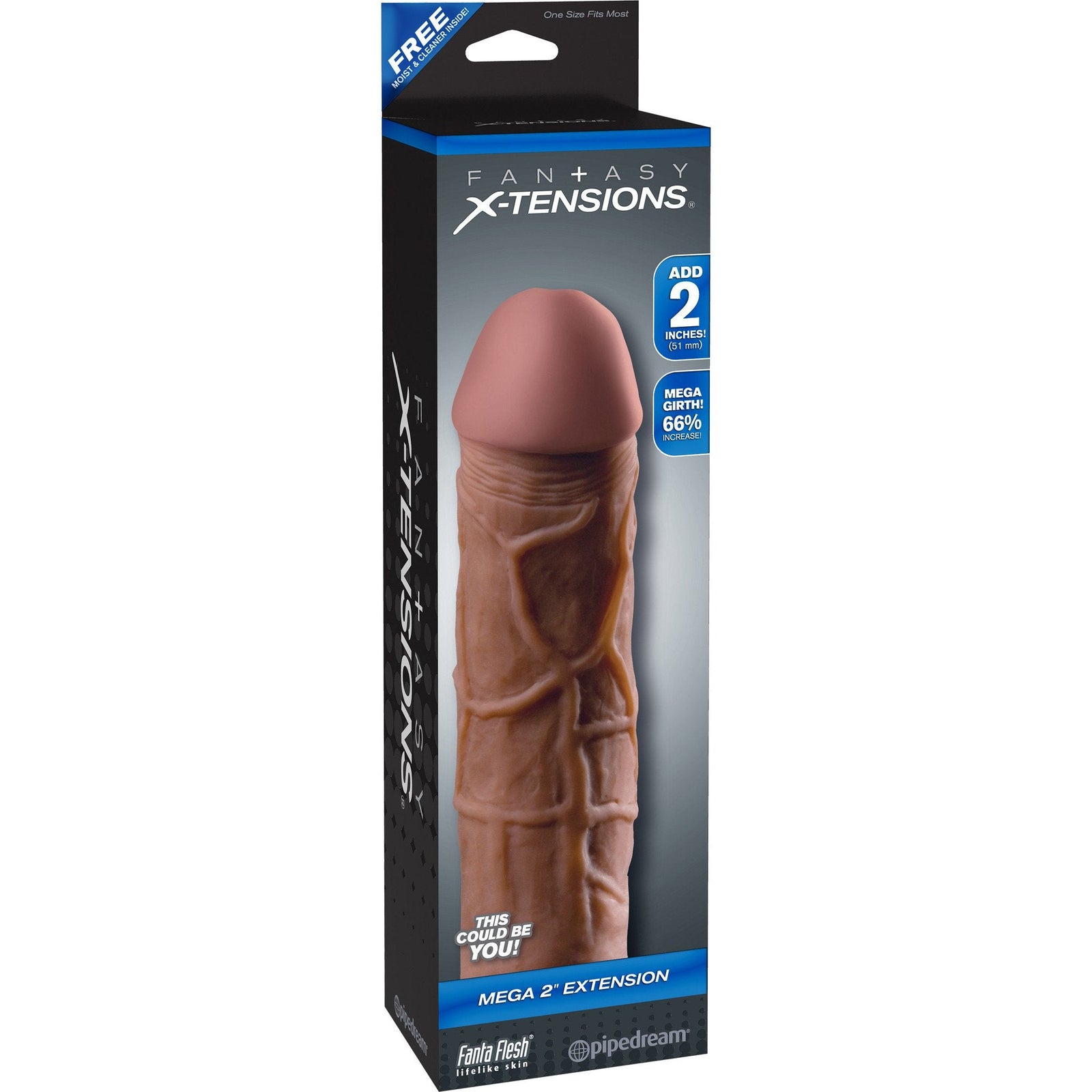 Pipedream - Fantasy X-tensions Mega Extension 2" (Brown) - PleasureHobby