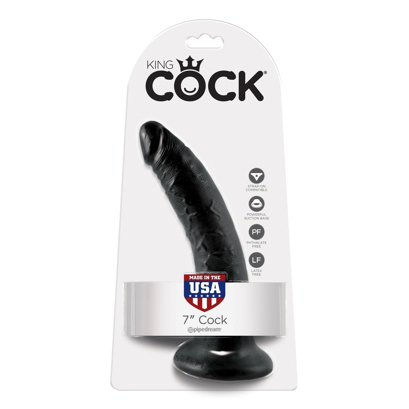 Pipedream - King Cock 7" Cock (Black) Realistic Dildo w/o suction cup (Non Vibration) - CherryAffairs Singapore