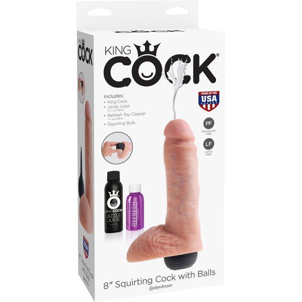 Pipedream - King Cock 8’’ Squirting Cock with Balls - Beige - Realistic Dildo w/o suction cup (Non Vibration)