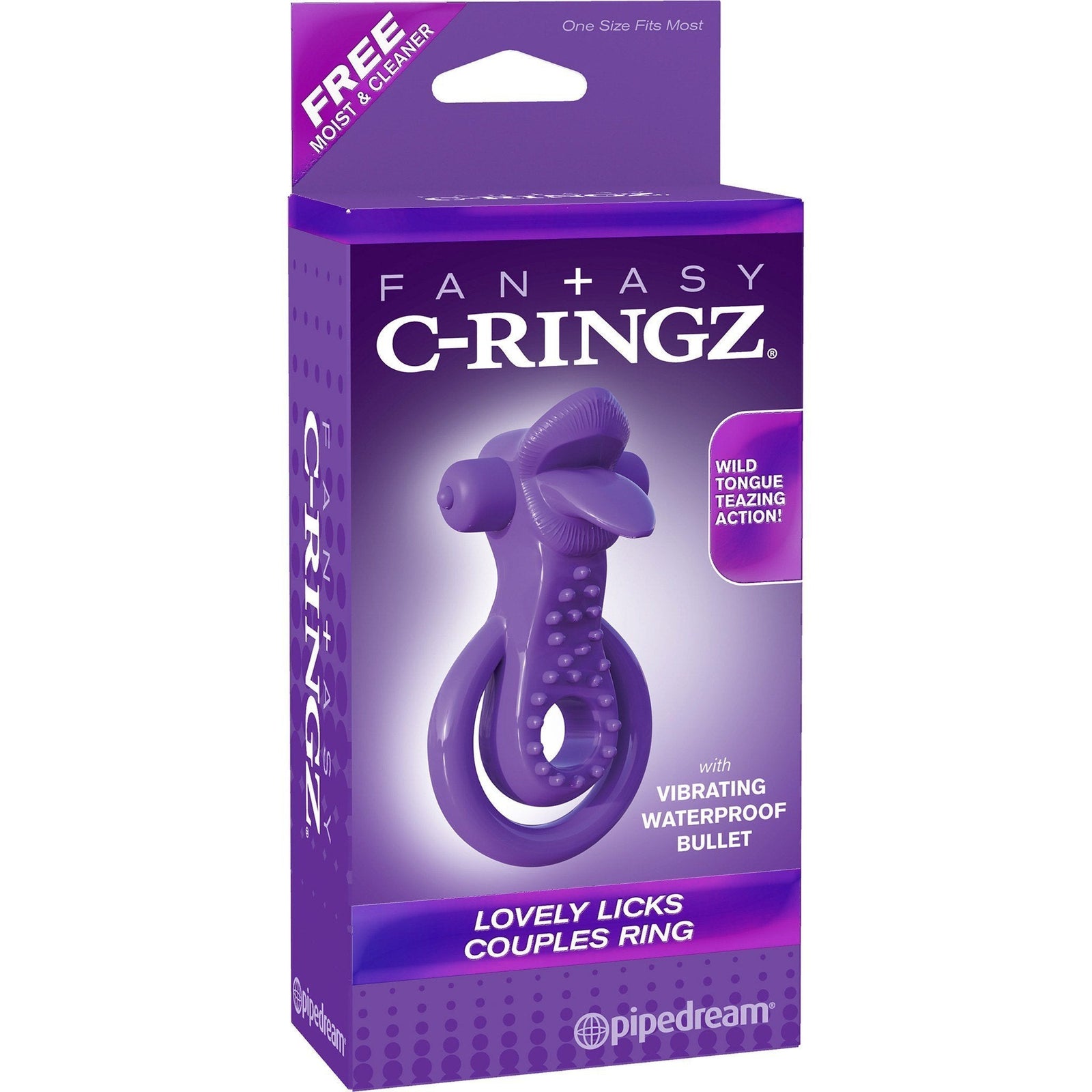 Pipedream - Fantasy C-Ringz Lovely Licks Couples Ring (Purple) Rubber Cock Ring (Vibration) Non Rechargeable - CherryAffairs Singapore