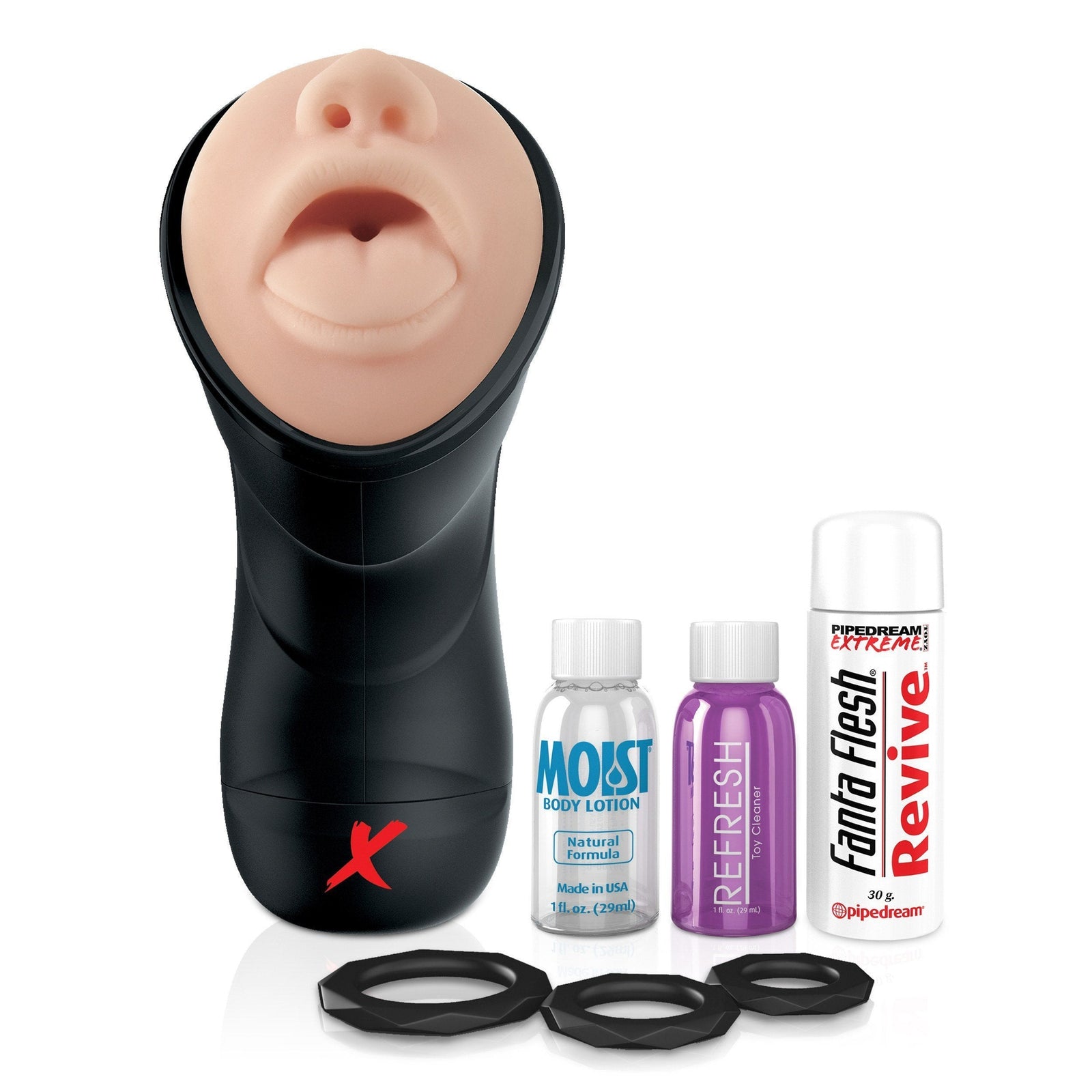Pipedream - PDX Elite Deep Throat Vibrating Stroker (Black) Masturbator Soft Stroker (Vibration) Non Rechargeable - CherryAffairs Singapore