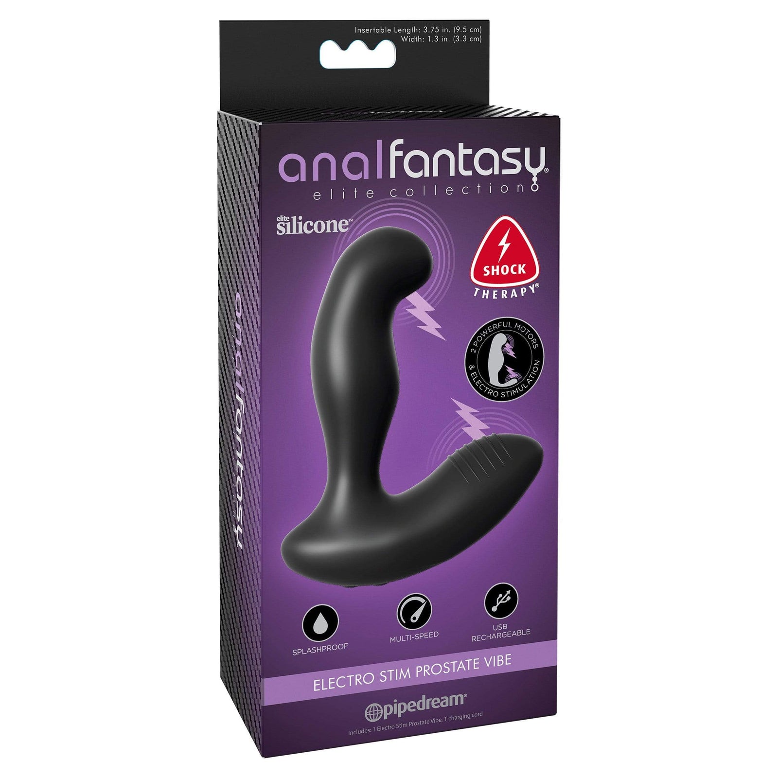 Pipedream - Anal Fantasy Elite Electro Stim Prostate Vibe (Black) Prostate Massager (Vibration) Rechargeable 319748481 CherryAffairs