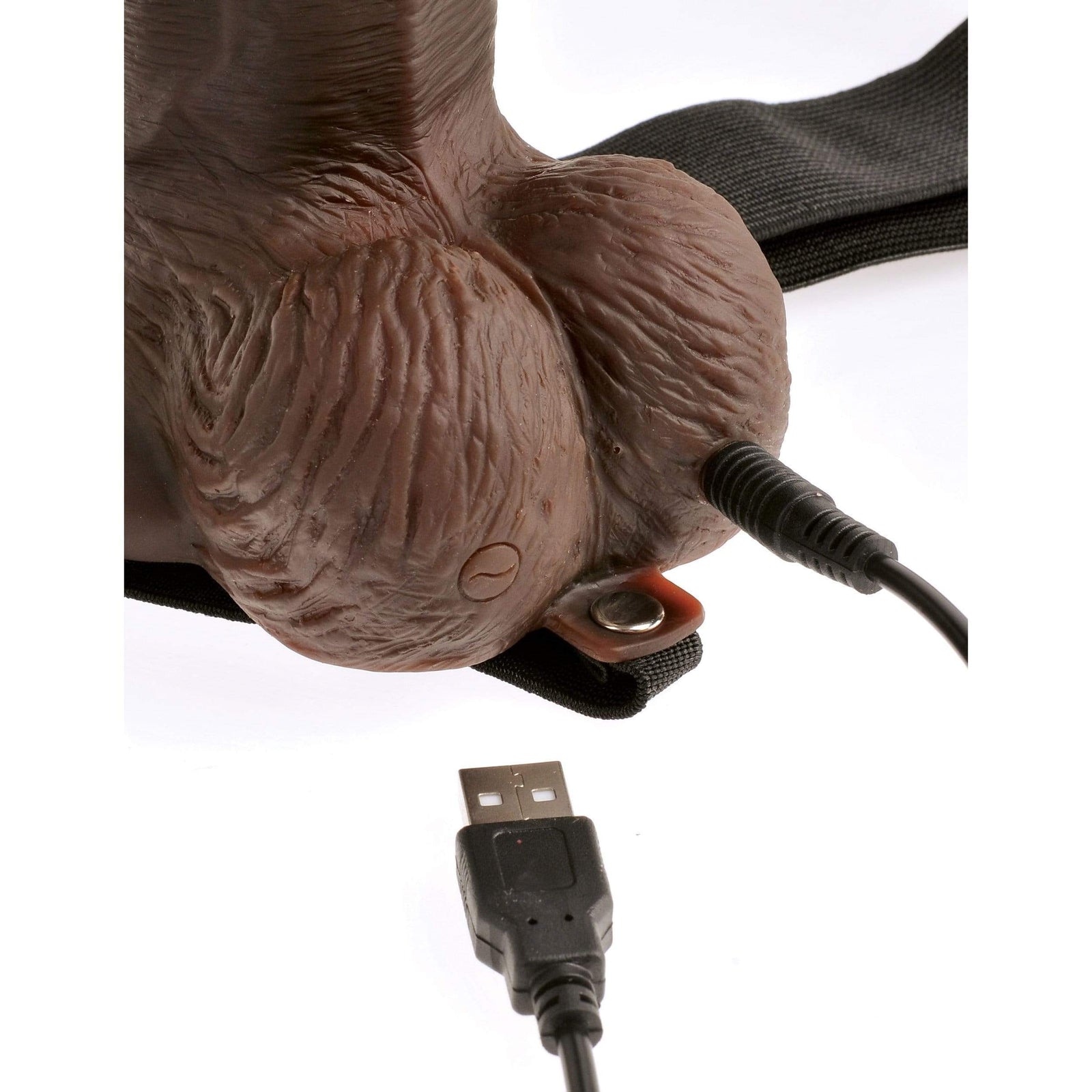 Pipedream - Fetish Fantasy Hollow Rechargeable Strap-On Remote 8" (Brown) Strap On with Hollow Dildo for Male (Vibration) Non Rechargeable 603912759242 CherryAffairs