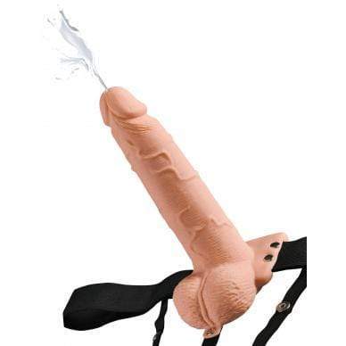 Pipedream - Fetish Fantasy Hollow Squirting Strap On with Balls 7.5" (Beige) Strap On with Hollow Dildo for Male (Non Vibration) 603912759266 CherryAffairs