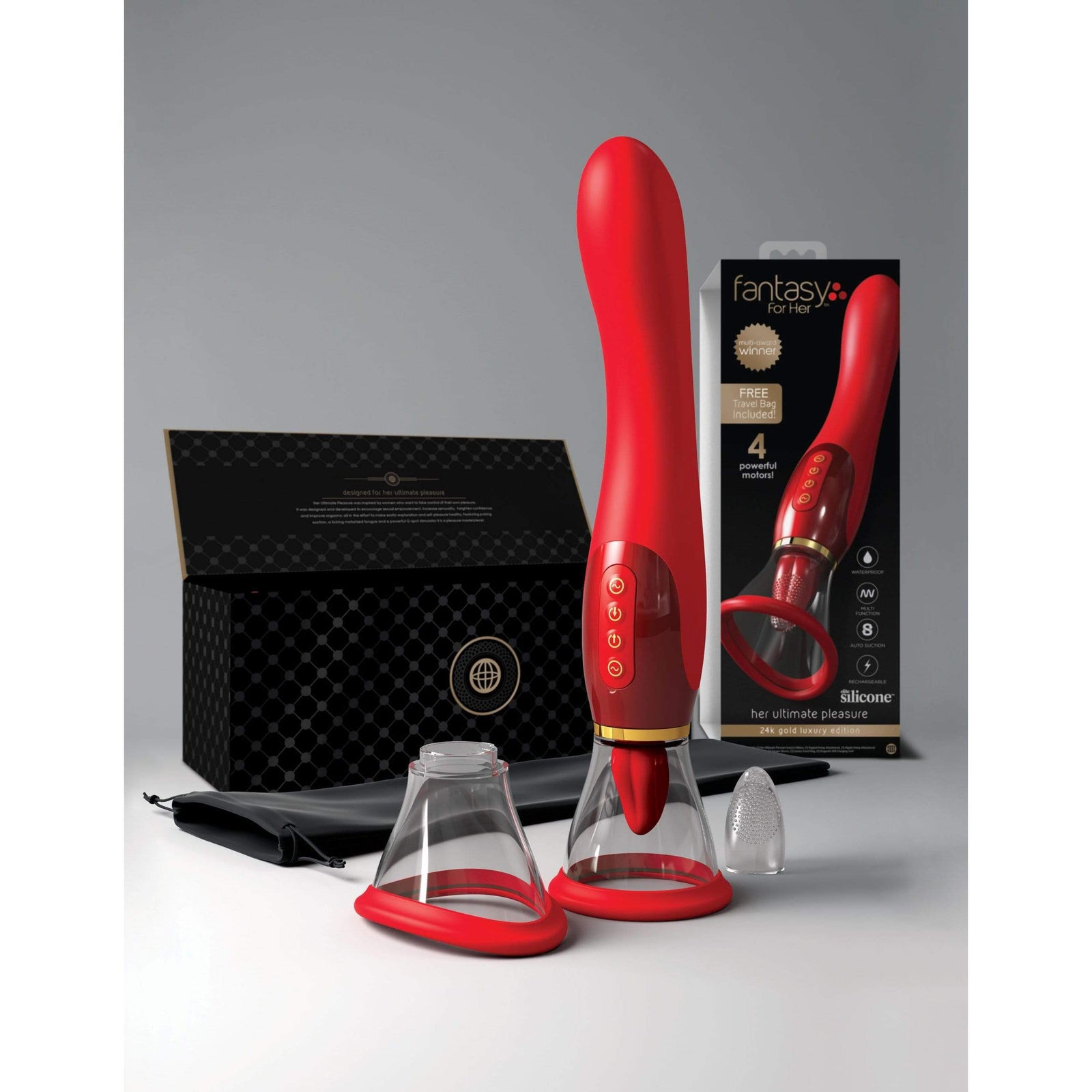 Pipedream - Fantasy For Her Ultimate Pleasure 24K Gold Luxury Edition Clit Massager (Red) Clit Massager (Vibration) Rechargeable 603912762334 CherryAffairs