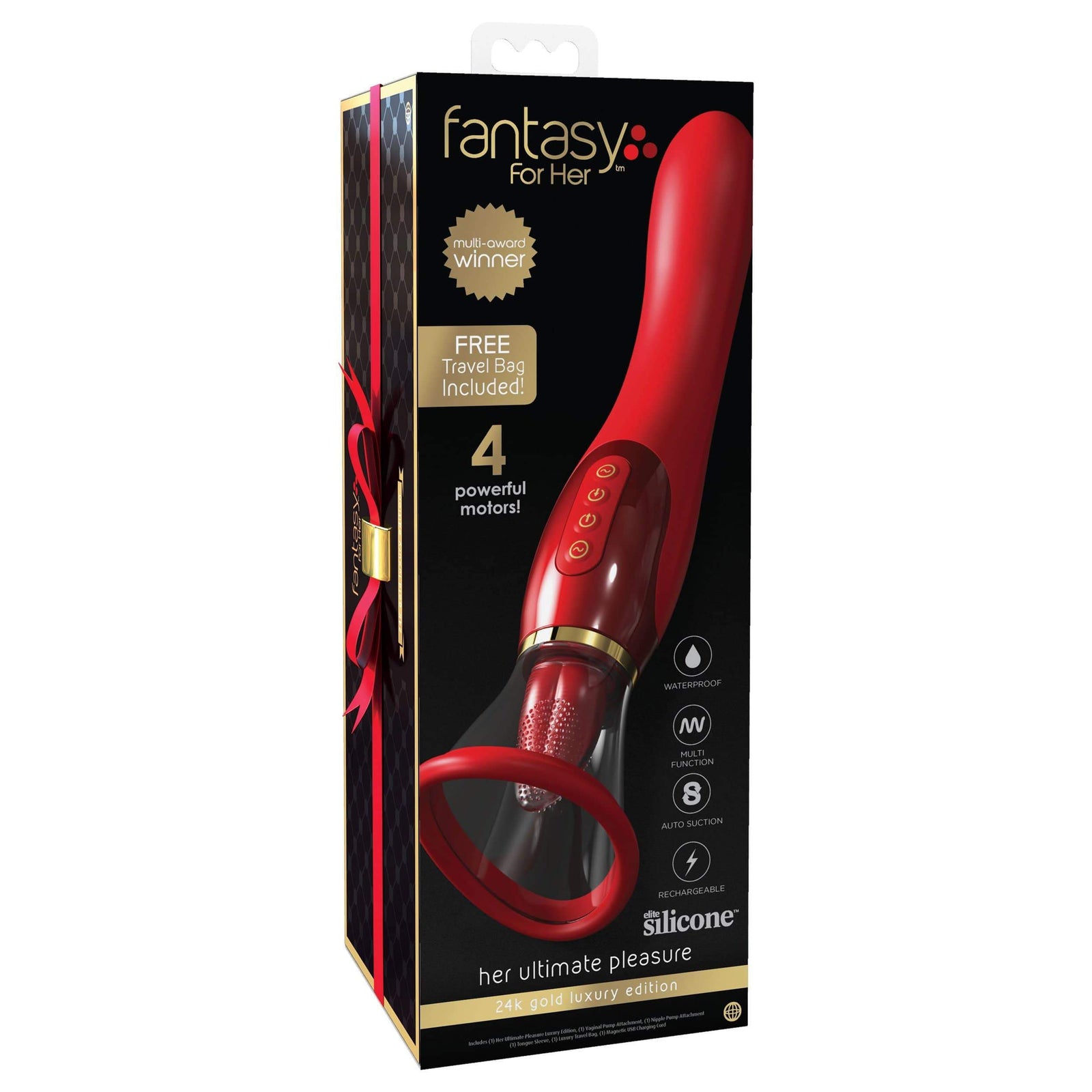 Pipedream - Fantasy For Her Ultimate Pleasure 24K Gold Luxury Edition Clit Massager (Red) Clit Massager (Vibration) Rechargeable 603912762334 CherryAffairs