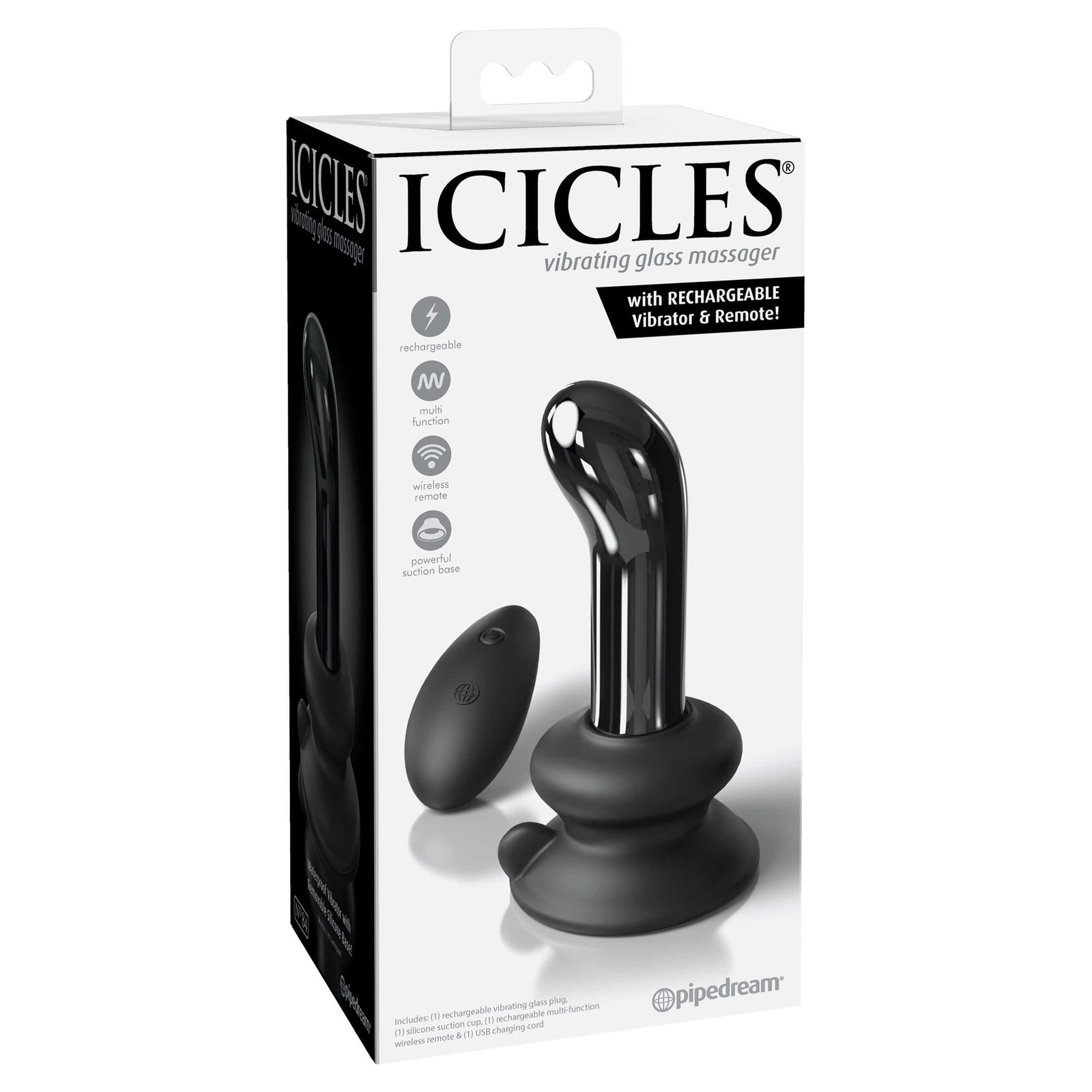 Pipedream - Icicles No. 84 Remote Control Rechargeable Anal Plug (Black) Remote Control Anal Plug (Vibration) Rechargeable 603912766264 CherryAffairs