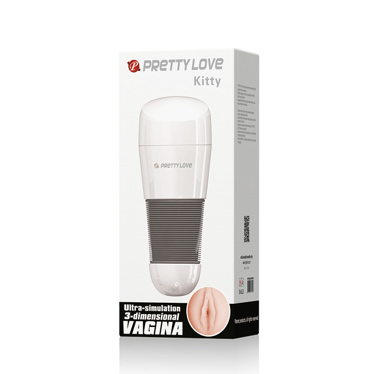 Pretty Love - Kitty Stroker Masturbator (Beige) - Beige - Masturbator Vagina (Non Vibration)