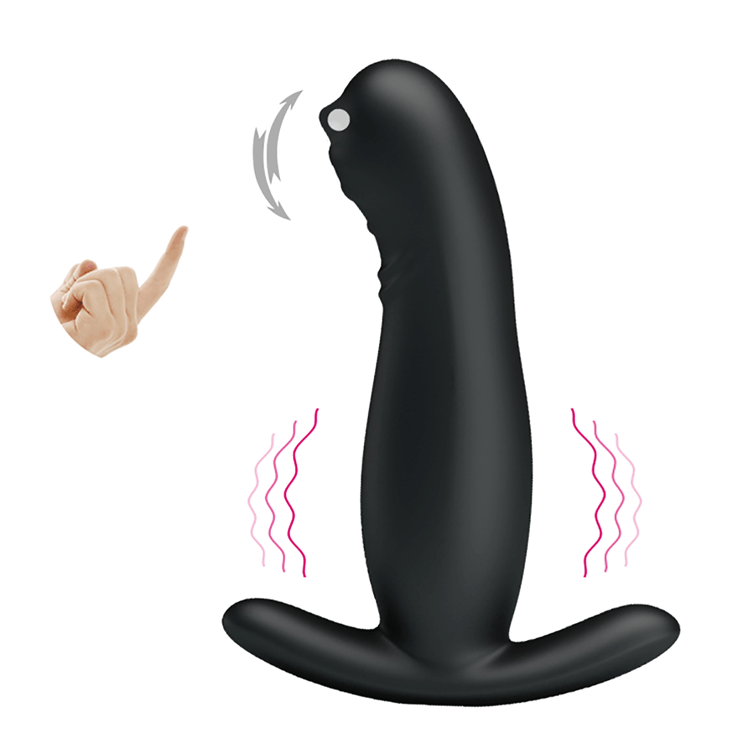 Pretty Love - Tickling Vibrating Prostate Massager (Black) - Black - Prostate Massager (Vibration) Rechargeable