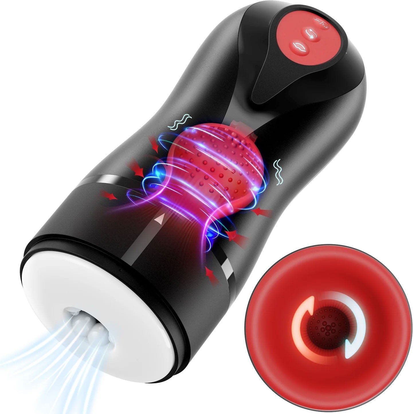 Tracy’s Dog - Relip Swirling & Tightening Male Blowjob Masturbator (Black) - Black - Masturbator Mouth (Vibration)