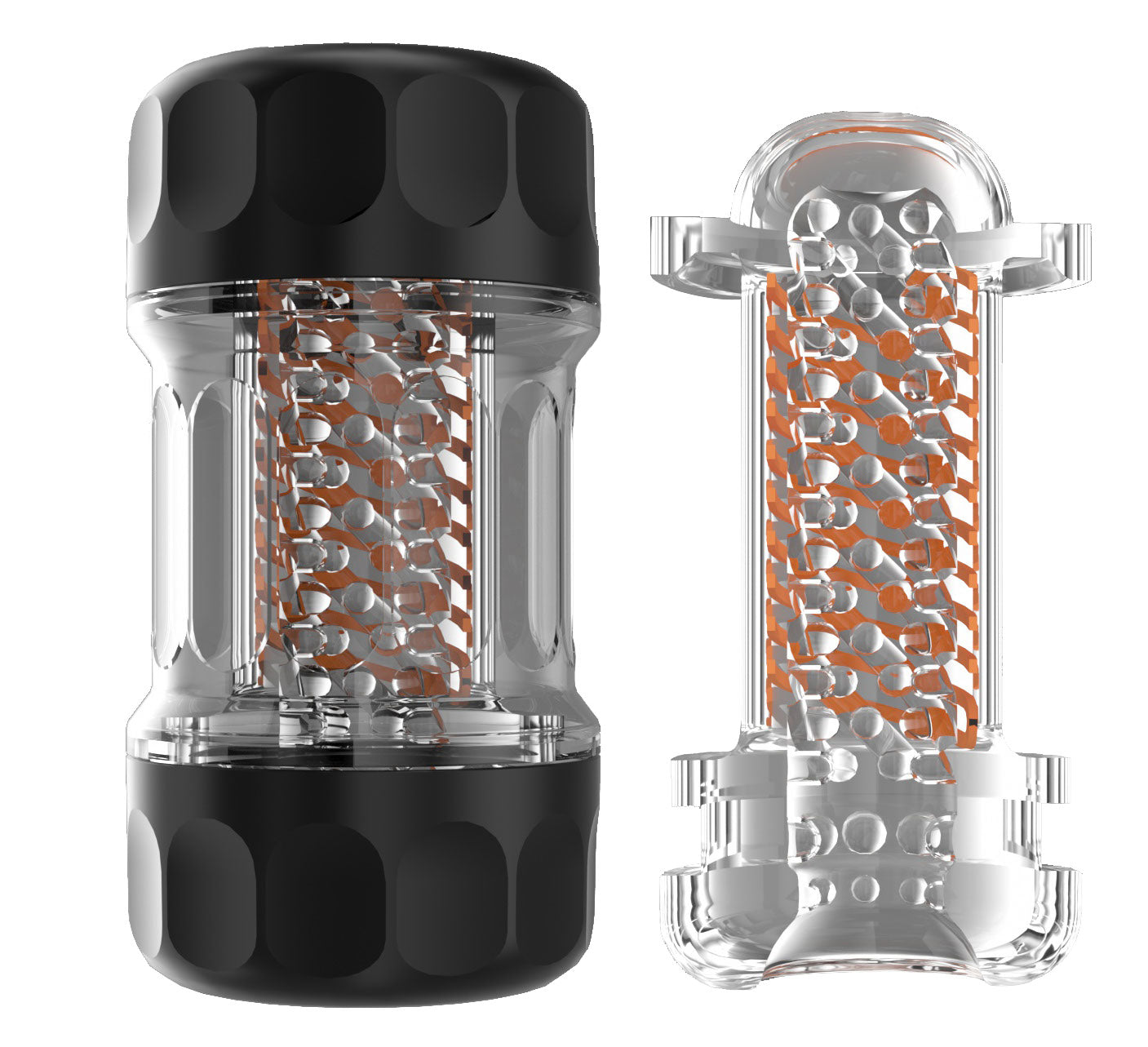 Galaku - Advanced Manual Spiral Male Masturbator Cup - Orange - Masturbator Resusable Cup (Non Vibration)