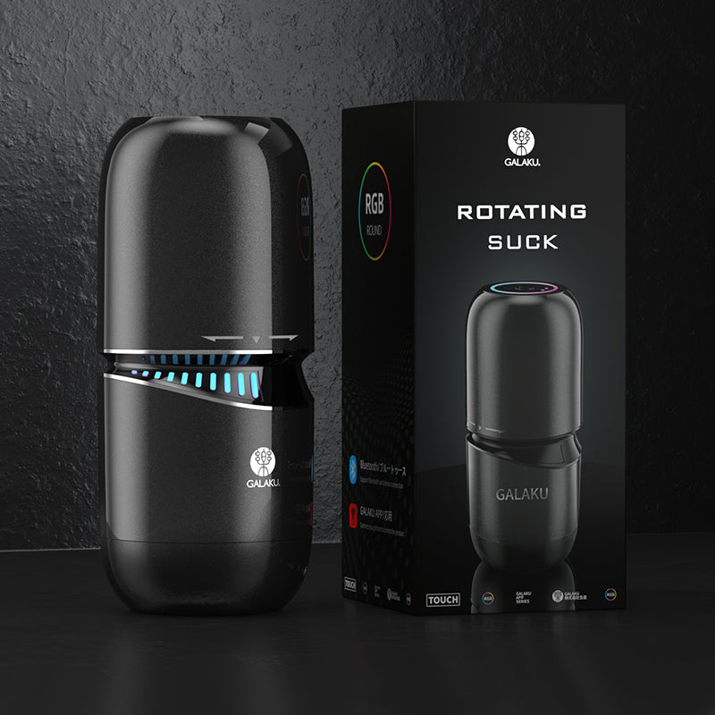 Galaku - Little Cannon Rotating Suck Vibrating App-Controlled Masturbator (Black) - Black - Masturbator Soft Stroker