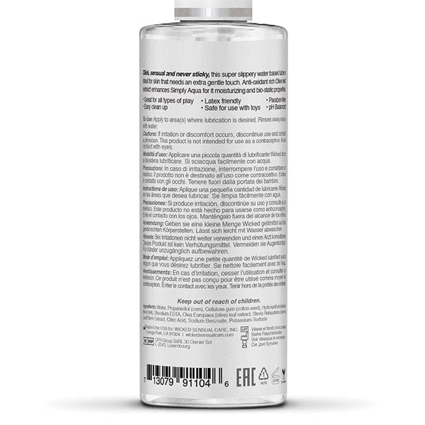 Wicked - Sensual Care Simply Aqua Water Based Lubricant 4 oz Lube (Water Based) 713079911046 CherryAffairs