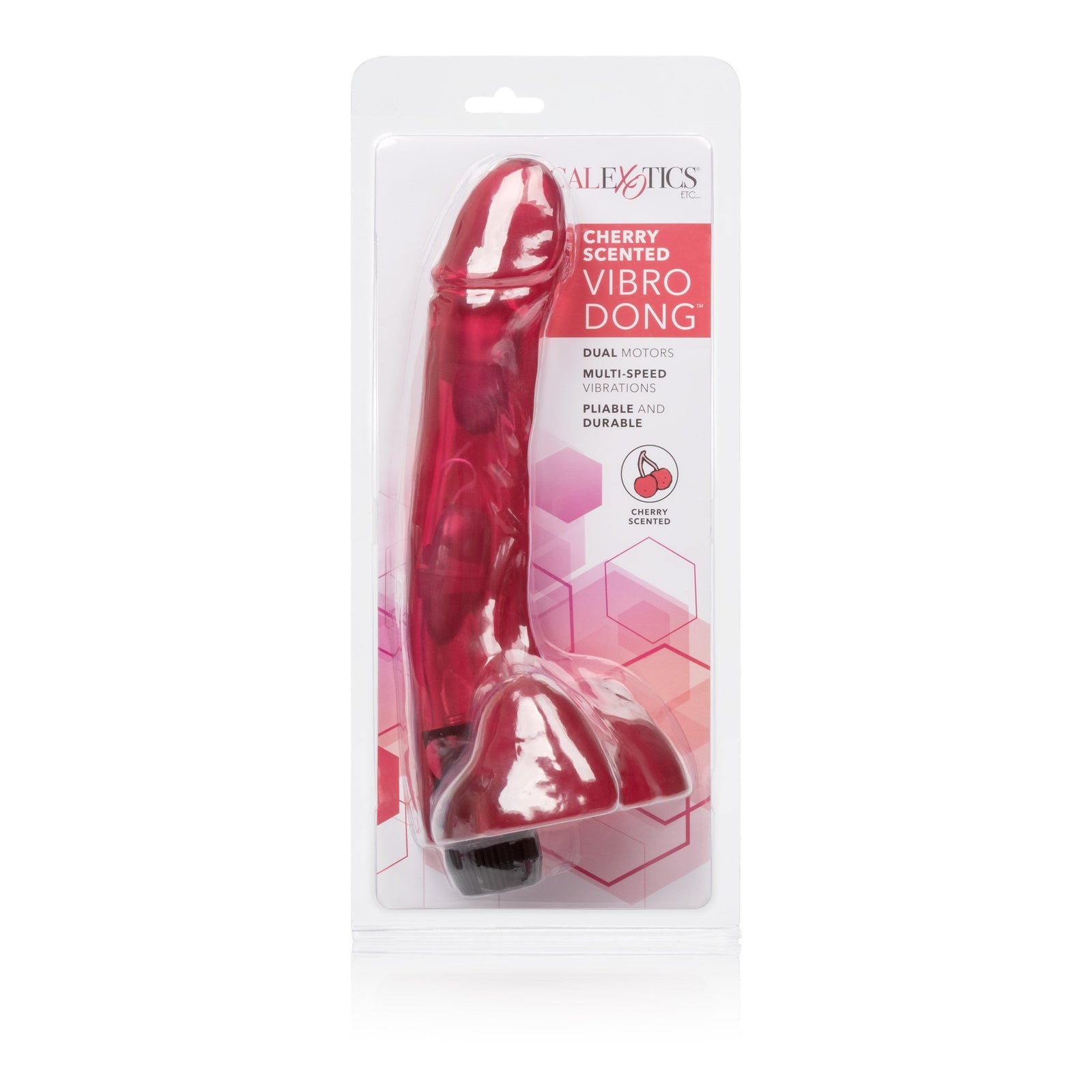 California Exotics - Cherry Scented Vibro Dong Vibrator (Red) Non Realistic Dildo w/o suction cup (Vibration) Non Rechargeable Singapore