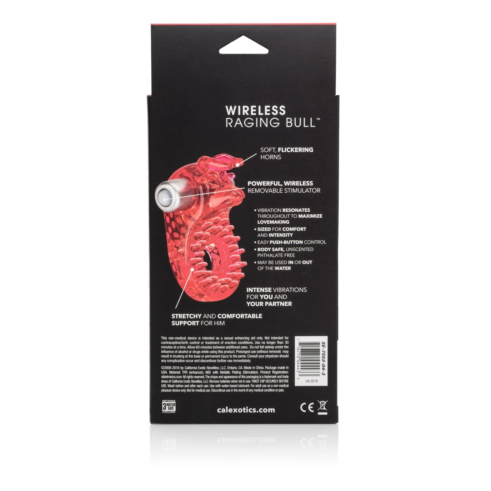 California Exotics - Couple’s Raging Bull Vibrating Cock Ring (Red) - Red - Rubber Cock Ring (Vibration) Non