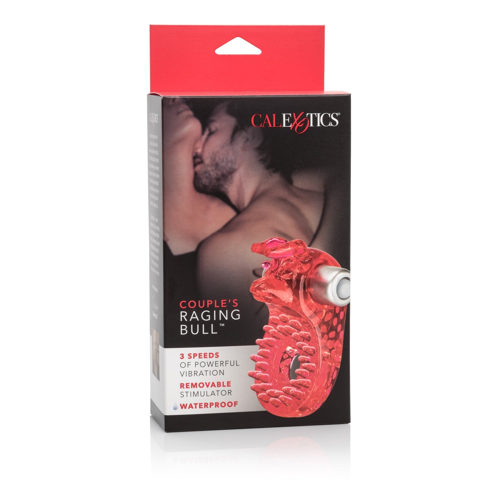 California Exotics - Couple’s Raging Bull Vibrating Cock Ring (Red) - Red - Rubber Cock Ring (Vibration) Non