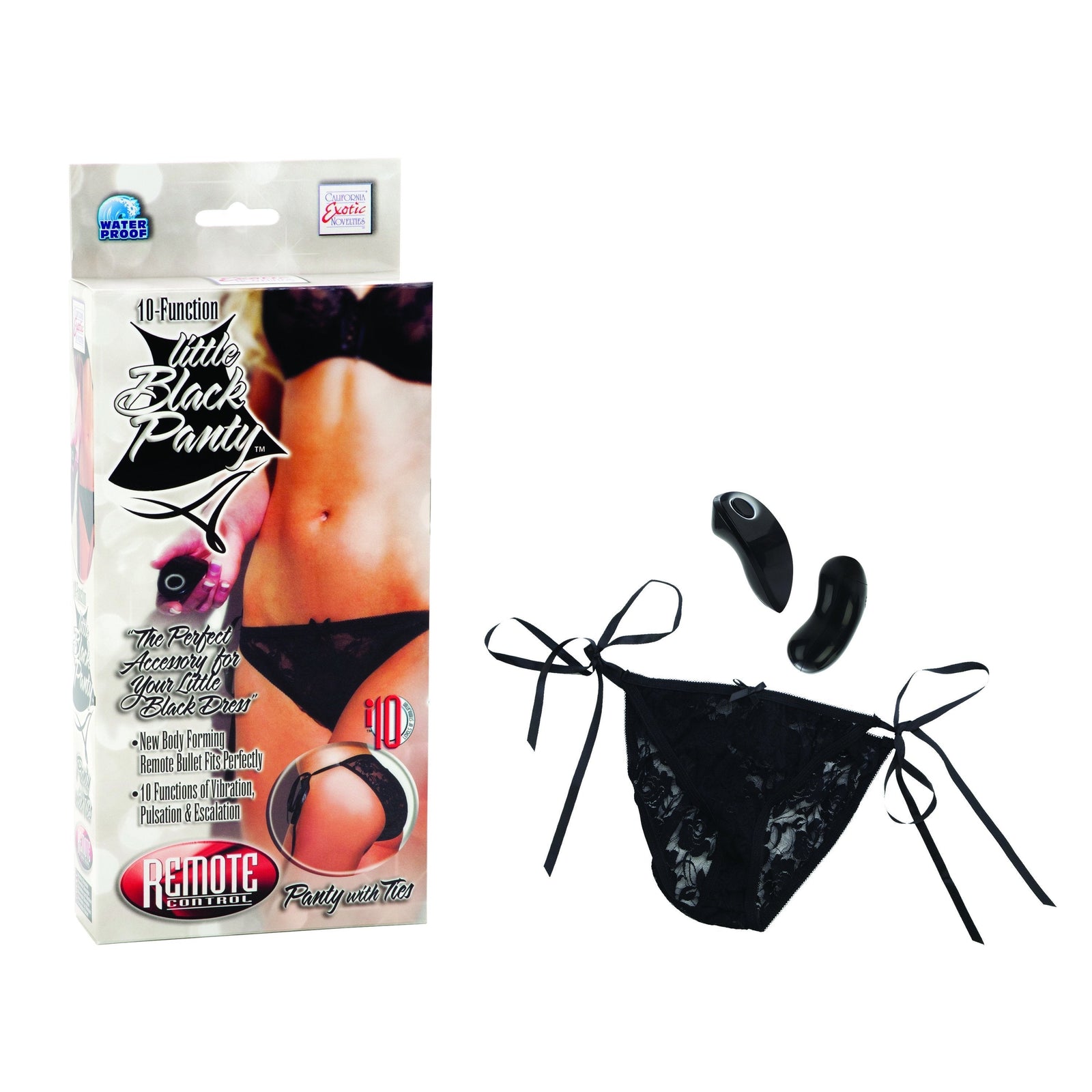 California Exotics - Little Black Panty Remote Control 10 Function Vibrating Panty (Black) Panties Massager Remote Control (Vibration) Non Rechargeable Durio Asia