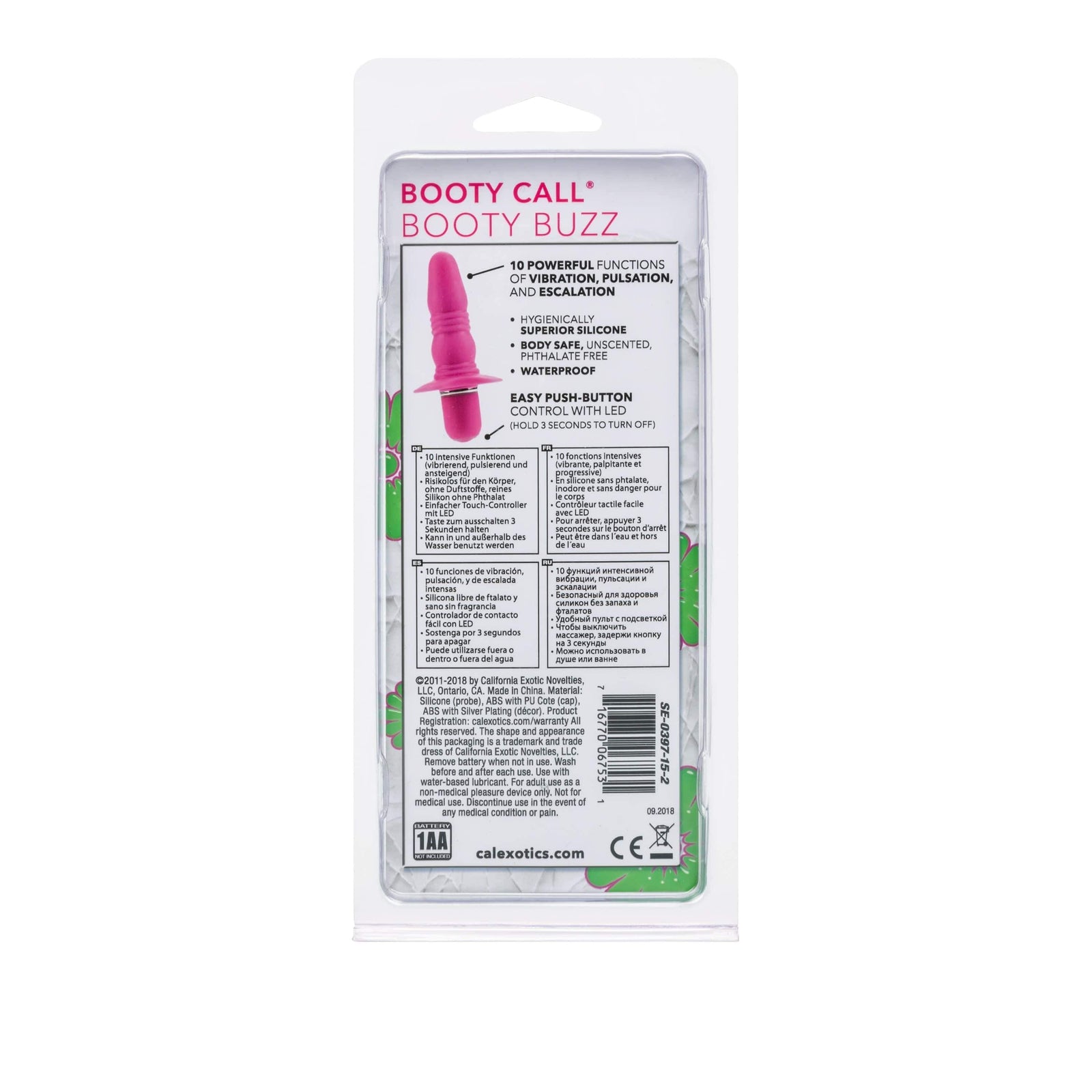California Exotics - Booty Call Booty Buzz Vibrating Anal Plug (Pink) Anal Plug (Vibration) Non Rechargeable 716770067531 CherryAffairs