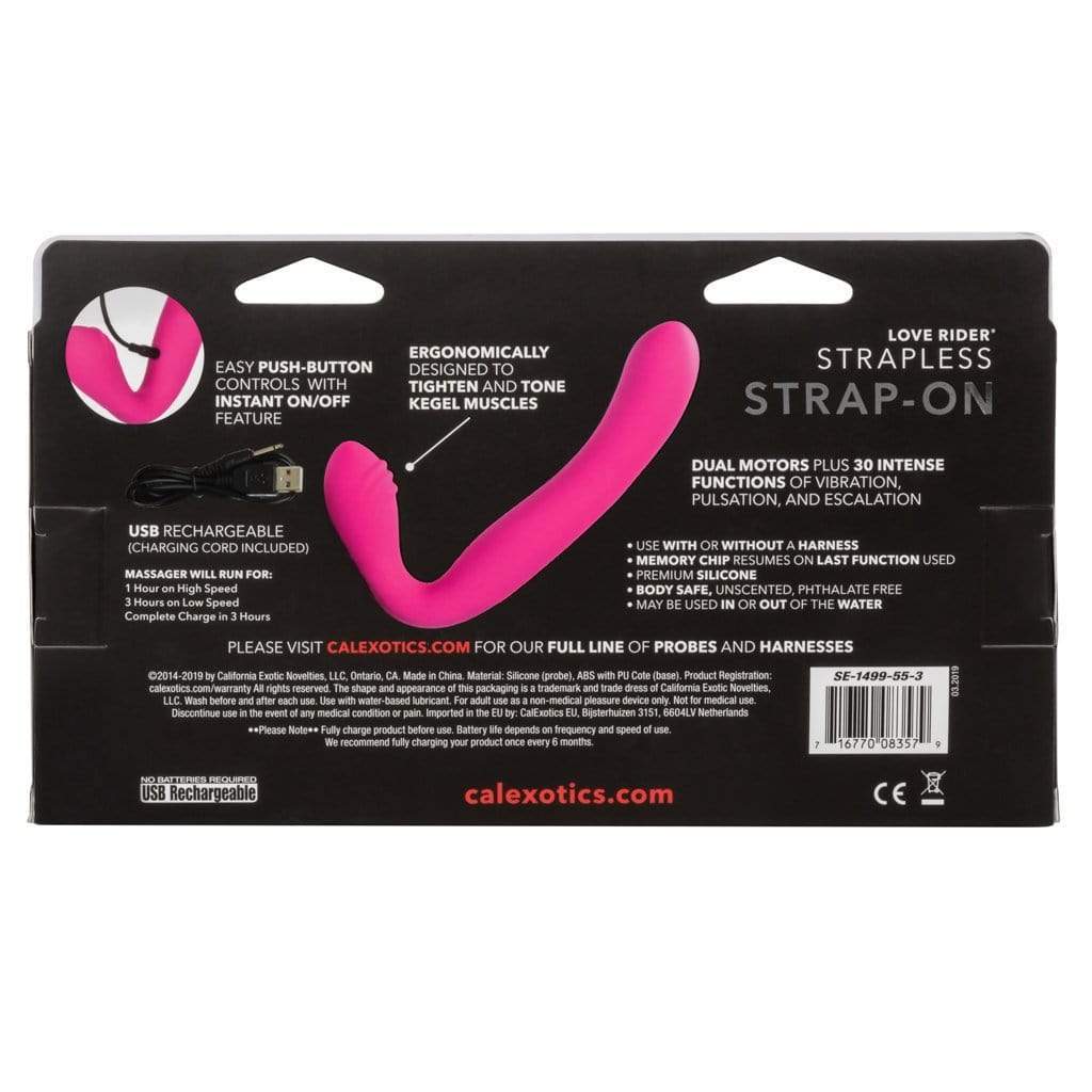 California Exotics - Her Royal Harness Rechargeable Love Rider Strapless Strap On (Pink) Strap On with Dildo for Reverse Insertion (Vibration) Rechargeable 716770083579 CherryAffairs