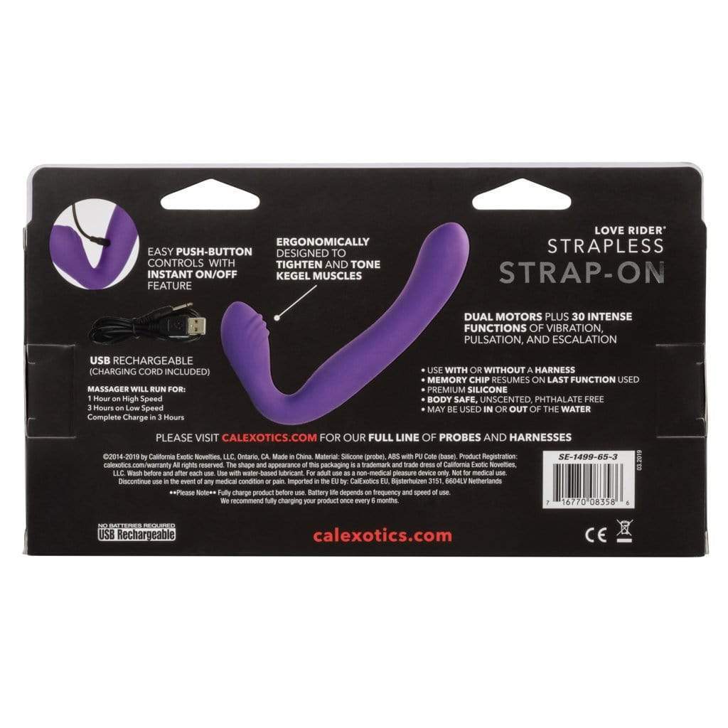 California Exotics - Her Royal Harness Rechargeable Love Rider Strapless Strap On (Purple) Strap On with Dildo for Reverse Insertion (Vibration) Rechargeable 716770083586 CherryAffairs