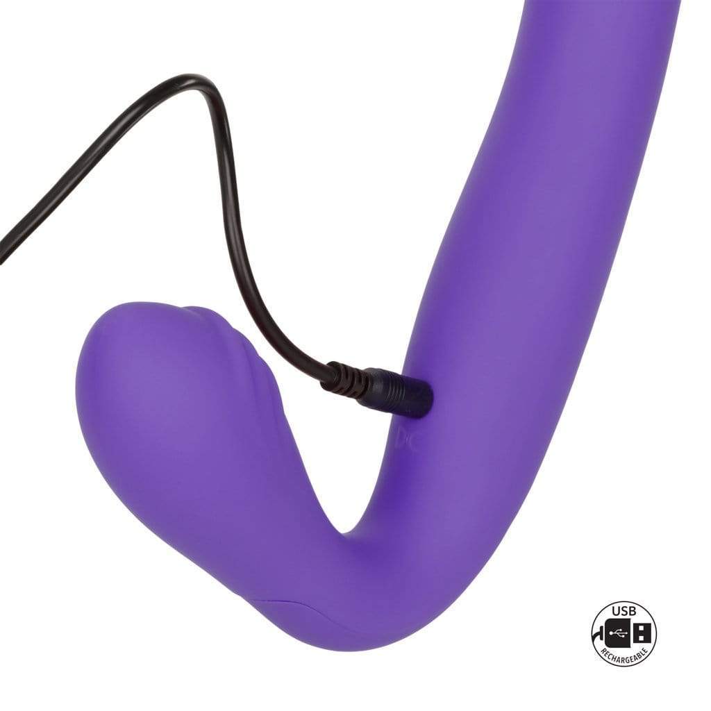 California Exotics - Her Royal Harness Rechargeable Love Rider Strapless Strap On (Purple) Strap On with Dildo for Reverse Insertion (Vibration) Rechargeable 716770083586 CherryAffairs