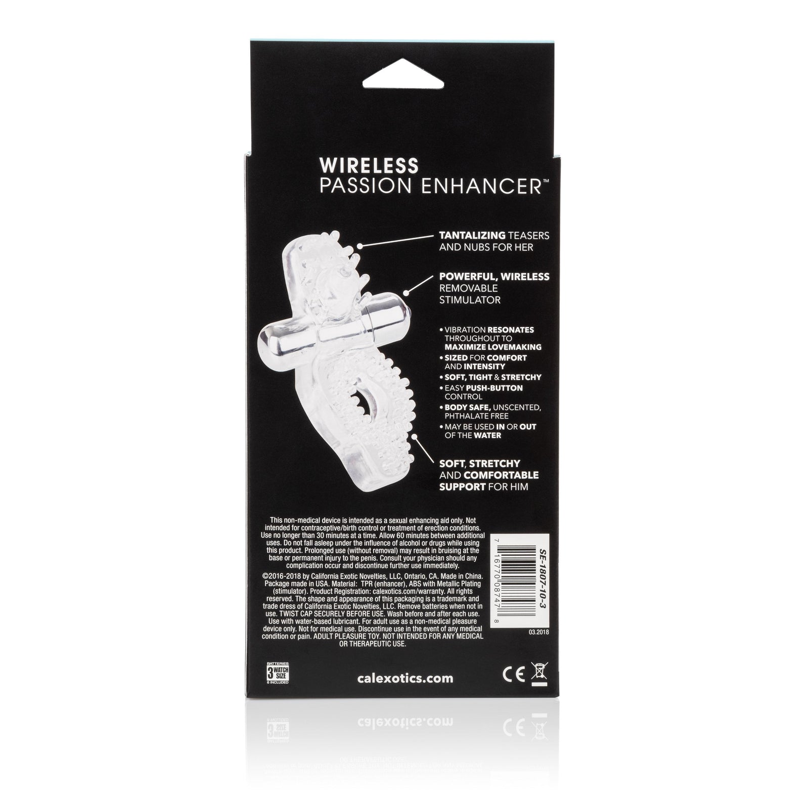 California Exotics - Wireless Passion Enhancer Vibrating Cock Ring (Clear) Rubber Cock Ring (Vibration) Non Rechargeable Singapore