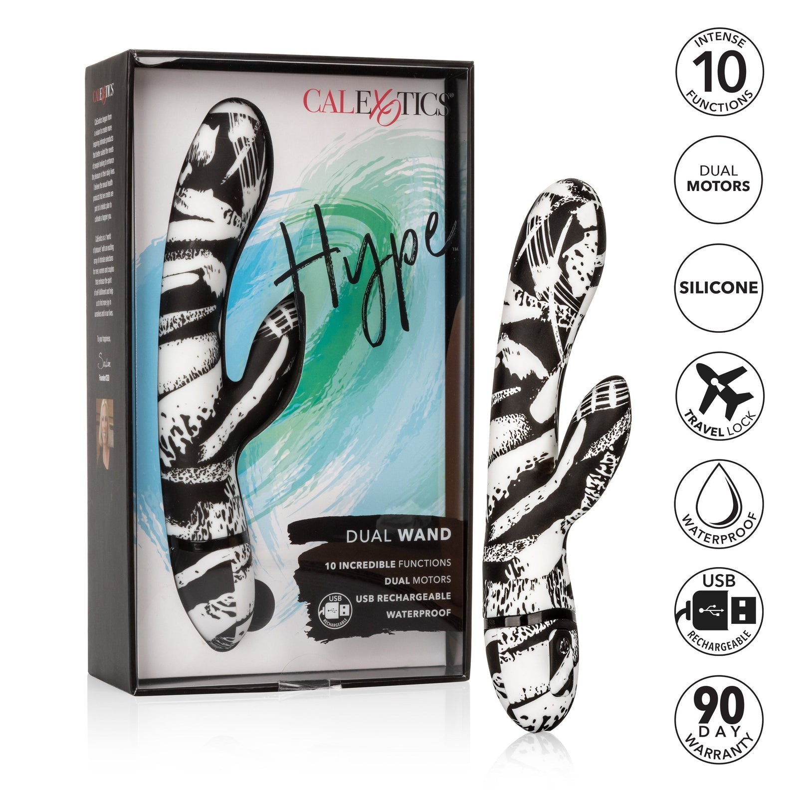 Calexotics - Hype Dual Wand Rabbit Vibrator (Multicolor) Rabbit Dildo (Vibration) Rechargeable Durio Asia