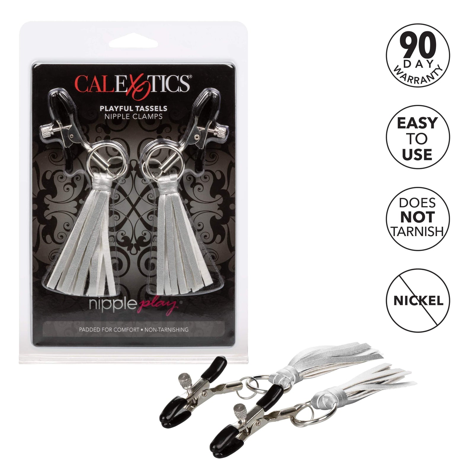 California Exotics - Nipple Play Playful Tassels Nipple Clamps (Silver) Nipple Clamps (Non Vibration) 716770092267 CherryAffairs