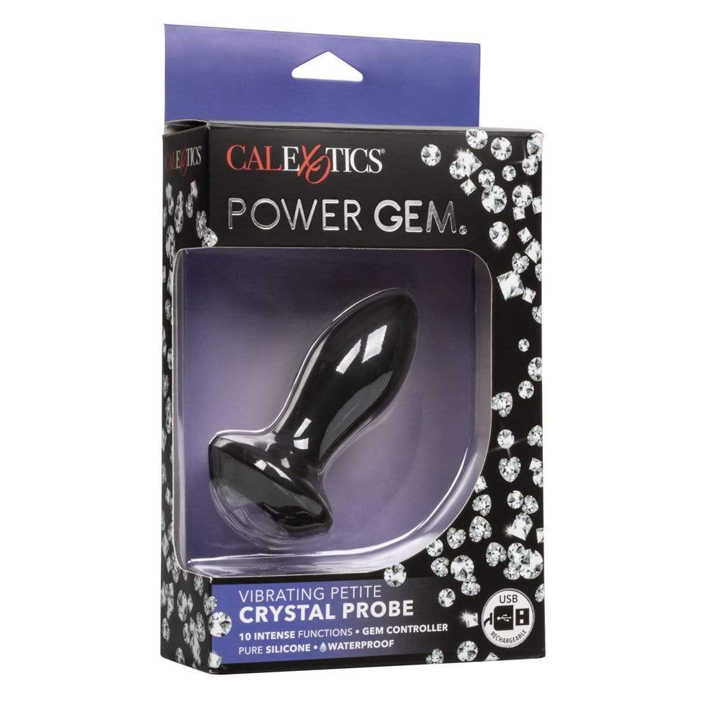 California Exotics - Power Gem Vibrating Petite Crystal Prostate Massager (Black) Prostate Massager (Vibration) Rechargeable 716770092502 CherryAffairs
