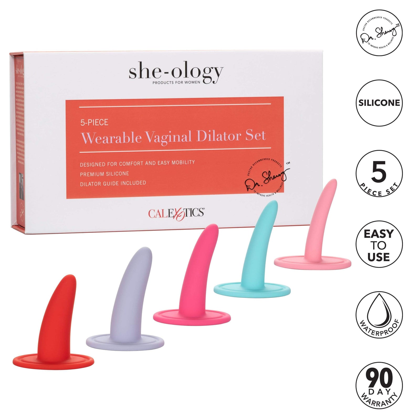 California Exotics - She-ology 5 piece Wearable Vaginal Dilator Set (Multi Colour) Non Realistic Dildo w/o suction cup (Non Vibration) Durio Asia