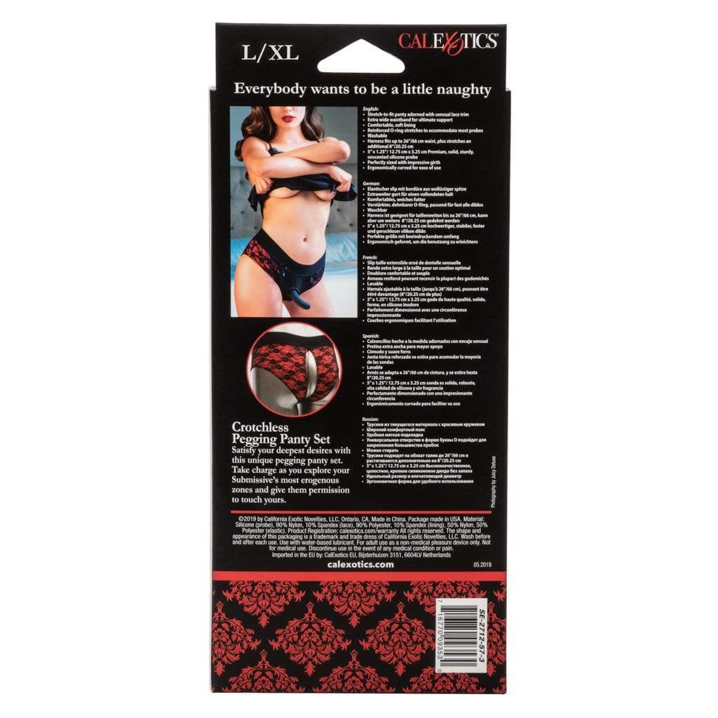 California Exotics - Scandal Crotchless Pegging Panty Set L/XL (Red) Strap On with Non hollow Dildo for Female (Non Vibration) 716770093547 CherryAffairs