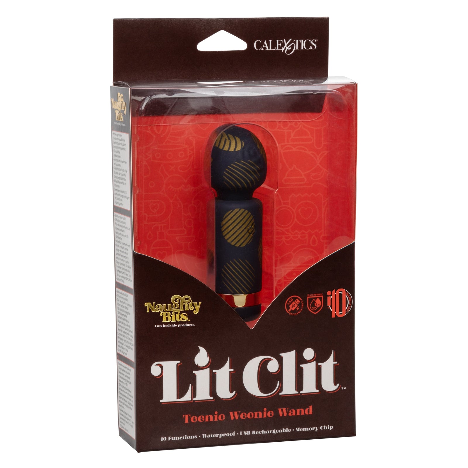 California Exotics - Naughty Bits Lit Clit Teenie Weenie Mini Wand Massager (Black) Mini Wand Massagers (Vibration) Rechargeable 716770094308 CherryAffairs