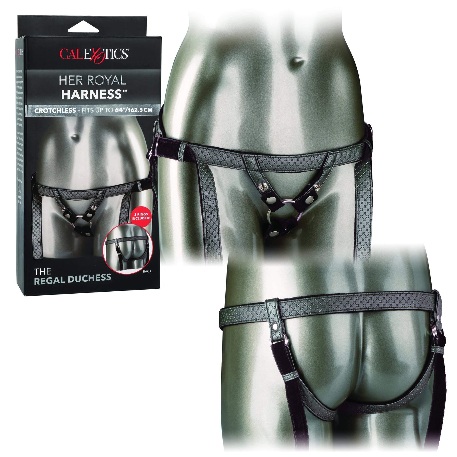 California Exotics - Her Royal Harness The Regal Duchess Strap On (Black) Strap On w/o Dildo 716770094537 CherryAffairs