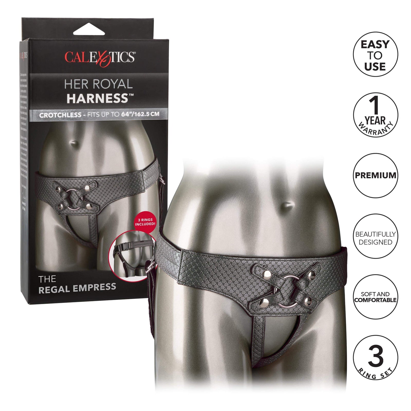 California Exotics - Her Royal Harness The Regal Empress Strap On (Black) Strap On w/o Dildo Durio Asia