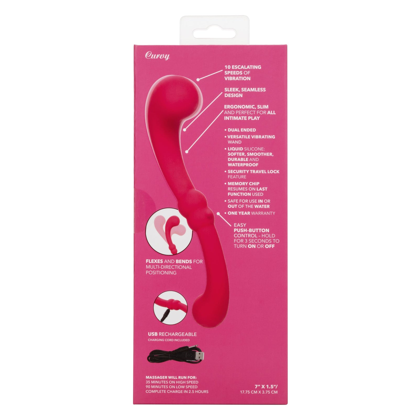 California Exotics - Pretty Little Wands Curvy Flexible G Spot Vibrator (Pink) G Spot Dildo (Vibration) Rechargeable 716770101785 CherryAffairs
