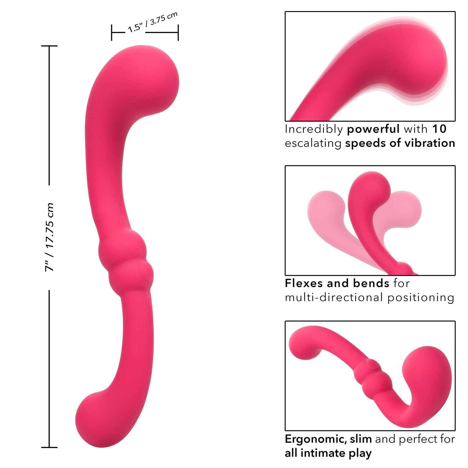 California Exotics - Pretty Little Wands Curvy Flexible G Spot Vibrator (Pink) G Spot Dildo (Vibration) Rechargeable 716770101785 CherryAffairs